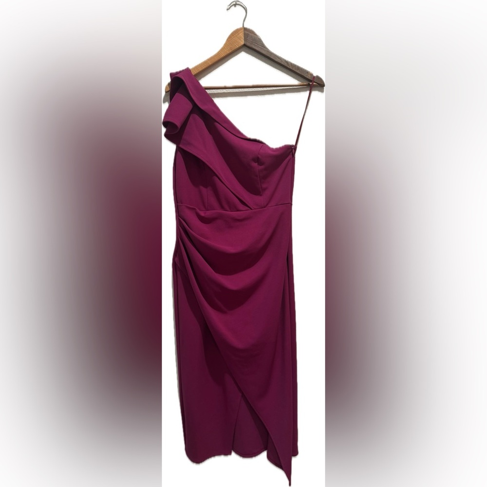 Wedding guest fall/winter Fuchsia One-Shoulder Dress